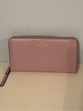 kate spade Blush Pink Large Zip-Around Continental Leather Wallet